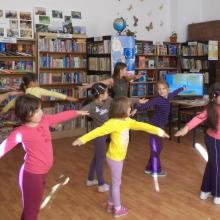 Children attend keep fit classes in the library, using the Wii Fit Plus console.